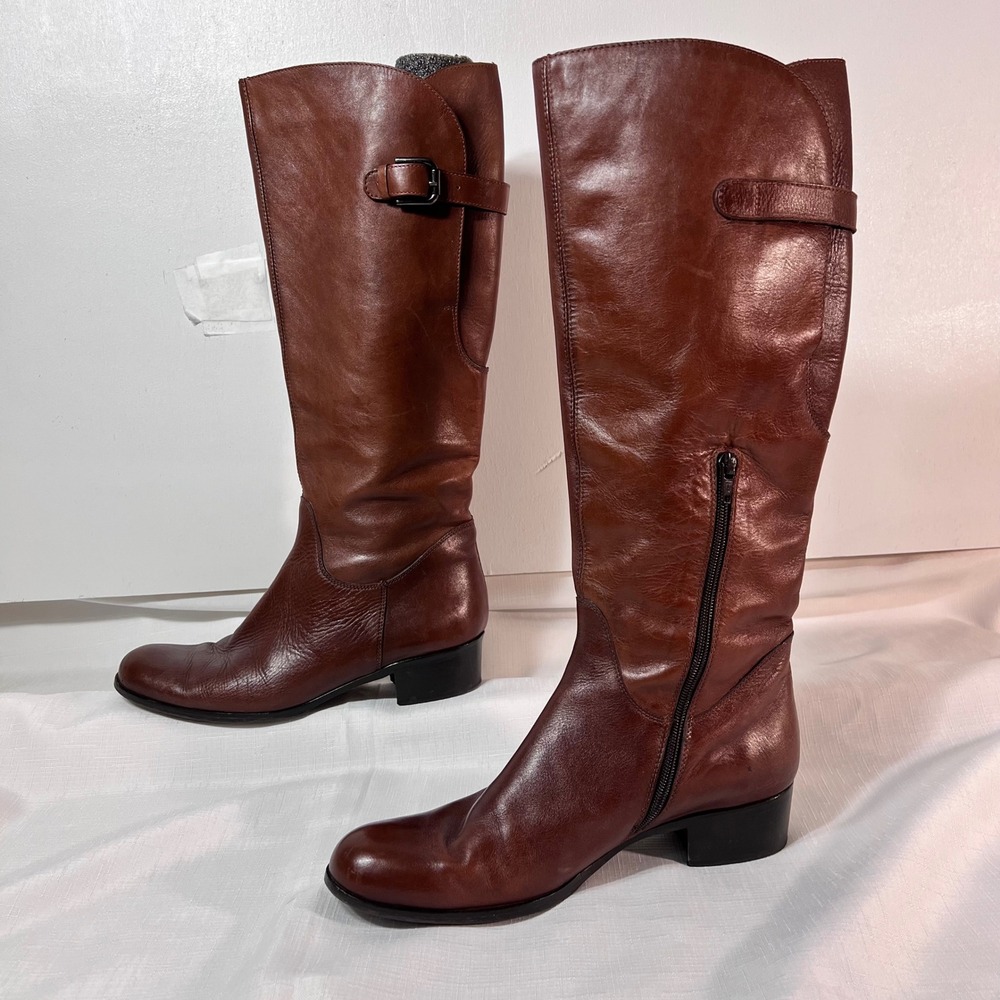 Sesto Meucci Boomer Women's 10M Brown Italian Leather Riding Boots Equestrian